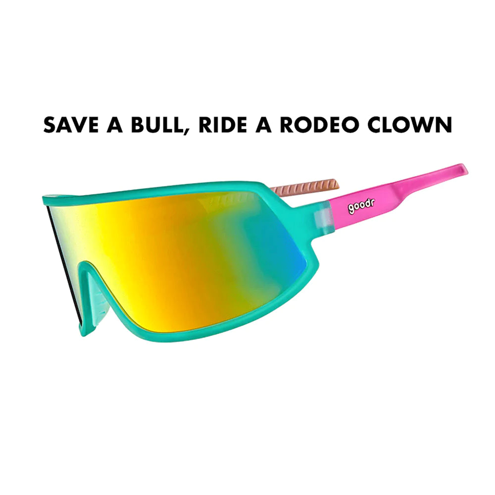 goodr Sunglasses - The Wrap Gs - Save a Bull, Ride a Rodeo clown