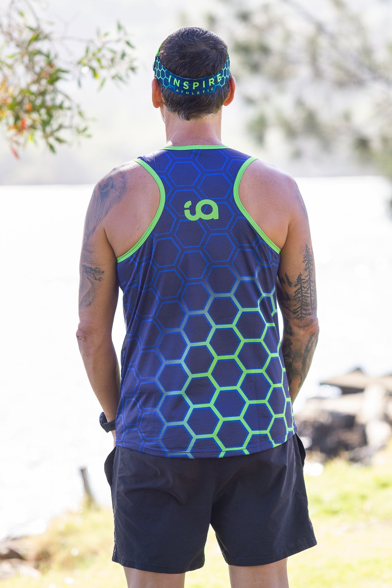 Inspire Athletic Unisex Running Singlet | Green Hex Design